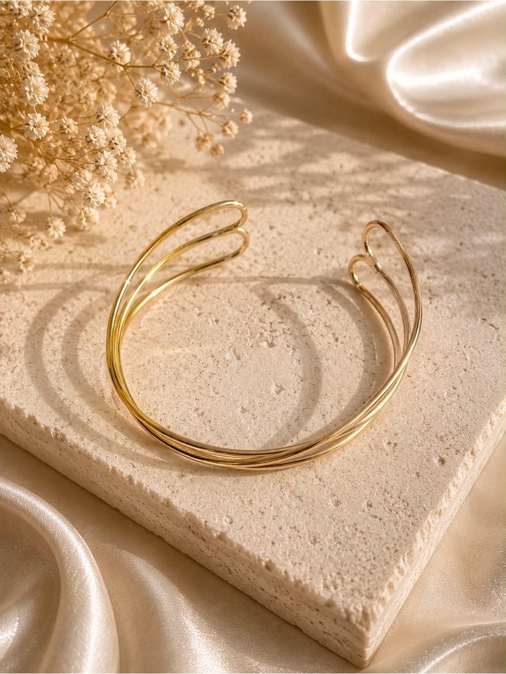 & Other Stories Gold Triple-Band Open Cuff Bracelet